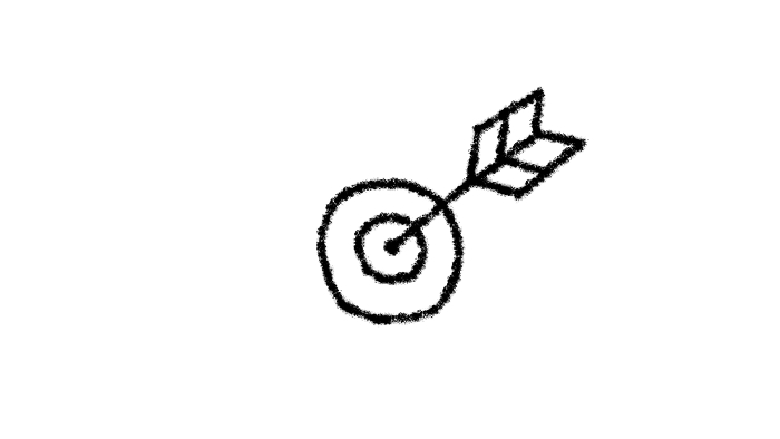 hand-drawn illustration of target and arrow_monochrome_wide