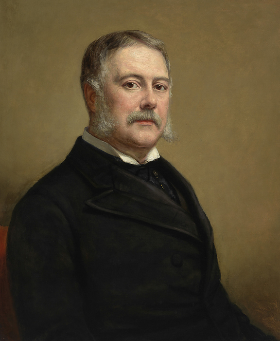 Chester A. Arthur, president, politics, government, historical, Chester A. Arthur  1829 86 , 21st President of the United States 1881 85, Head and Shoulders Portrait, oil on canvas Painting by George Peter Alexander Healy, 1884