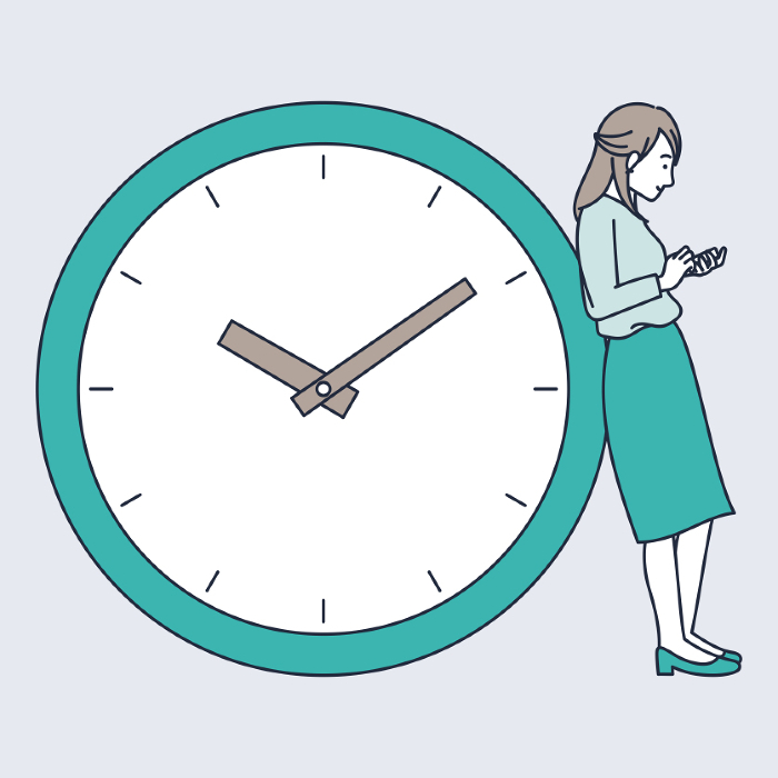 Clip art of woman wasting time by looking at her phone