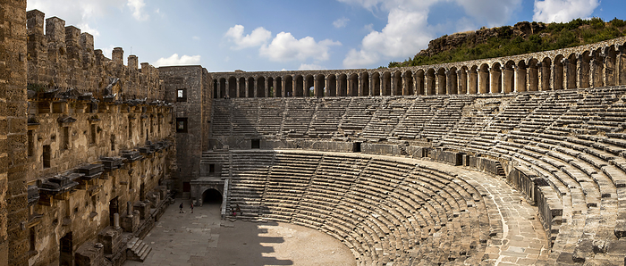 The Roman amphitheatre at Aspendos, near Antalya, Turkey.; Aspendos, Anatolia, Turkey., Photo by Nigel Hicks / Design Pics
