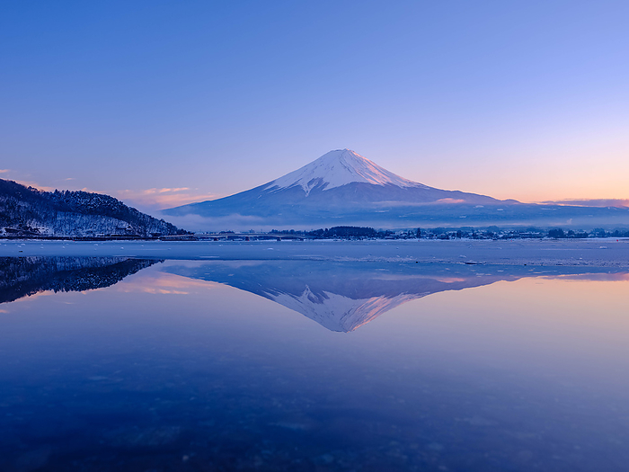 Yamanashi Prefecture Fuji upside down reflected in Kawaguchi Lake