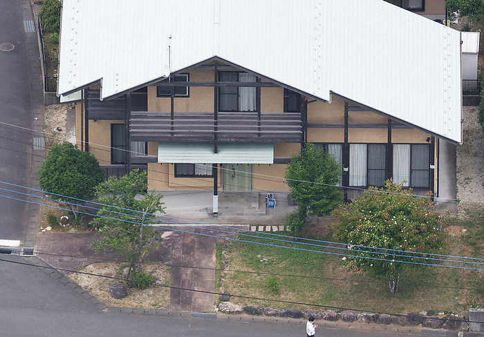 The villa of Hiroyuki Sanpei, the suspect to whom the woman is believed to have been confined. A villa of the suspect Hiroyuki Sanpei, where a woman is believed to have been held captive, in Hitachiota City, Ibaraki Prefecture, Japan, June 18, 2022.  Photo by Yohei Koide from the head office helicopter at 2:37 p.m. 