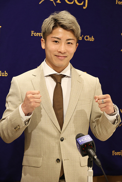 WBA, WBC, IBF champion Naoya Inoue speaks at the FCCJ June 27, 2022, Tokyo, Japan   Japanese professional boxer  Monster  Naoya Inoue, holding WBA, WBC and IBF belts, poses for photo at the Foreign Correspondents  Club of Japan in Tokyo on Monday, June 27, 2022. Inoue defeated WBC champion Nonito Donaire of Philippines by TKO this month and became the first Japanese boxer for the pound for pound top ranker by Ring boxing magazine.       Photo by Yoshio Tsunoda AFLO 
