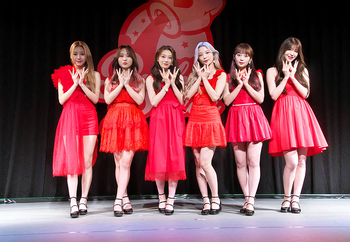 Rocket Punch hold release new single  Fiore  in Japan K pop group Rocket Punch,  L R  Dahyun, Juri, Yunkyoung, Yeonhee, Sohee and Suyun pose for photographers during an event for their new single  Fiore  in Tokyo, Japan on June 29, 2022.