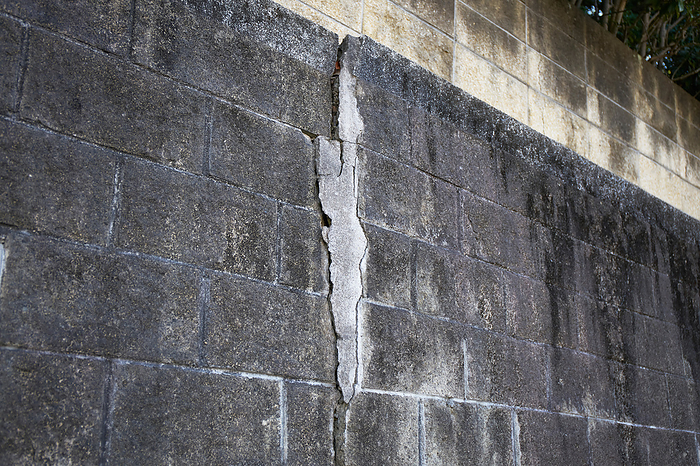 Cracked concrete block
