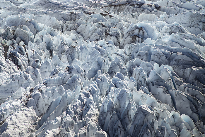 A maze of spires and crevasses in a Patagonian glacier