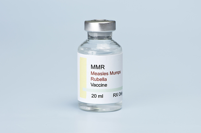 MMR vaccine Measles, mumps, rubella, virus vaccine vial., by SHERRY YATES YOUNG SCIENCE PHOTO LIBRARY