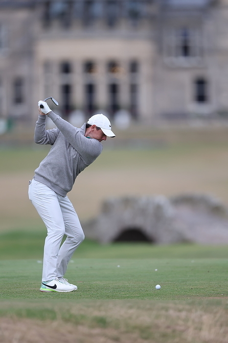 The 150th British Open Championship Northern Ireland s Rory McIlroy plays a shot on the 18th hole during the third round of the 150th British Open Championship at St Andrews Old Course in Fife, Scotland on July 16, 2022.  Photo by Koji Aoki AFLO SPORT 