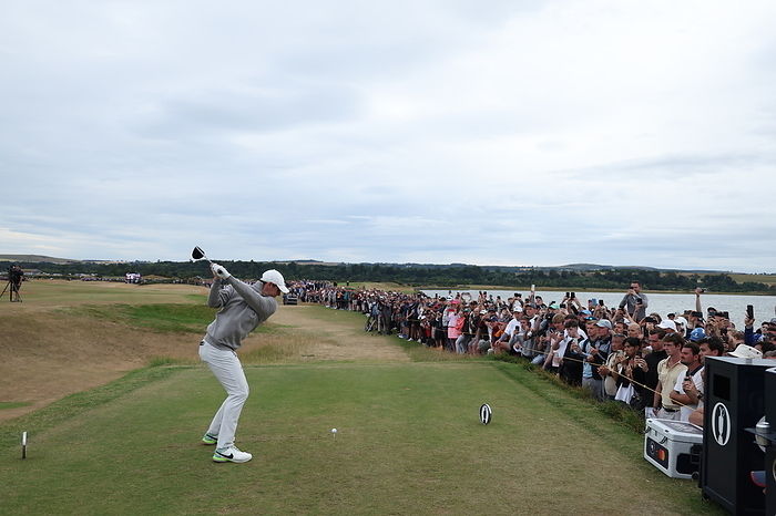 The 150th British Open Championship Northern Ireland s Rory McIlroy hits his tee shot on the 12th hole during the third round of the 150th British Open Championship at St Andrews Old Course in Fife, Scotland on July 16, 2022.  Photo by Koji Aoki AFLO SPORT 