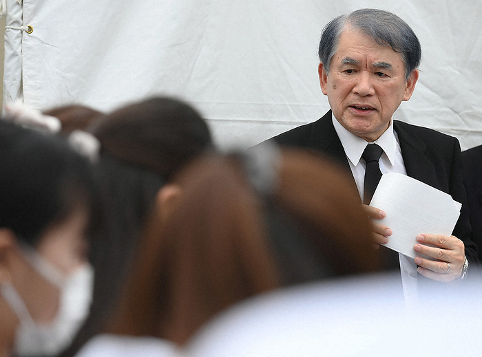 Three years have passed since the Kyoto Animation arson. Kyoto Animation President Hideaki Hatta answers journalists  questions after the memorial ceremony three years after the Kyoto Animation arson and murder case in Fushimi Ward, Kyoto, 2022. July 18, 0:04 p.m., photo by Kazuki Yamazaki