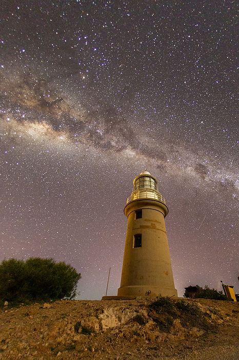 The Milky Way at night at the Vlamingh Head Lighthouse, Exmouth, Western Australia, Australia. The Milky Way at night at the Vlamingh Head Lighthouse, Exmouth, Western Australia, Australia, Pacific, Photo by Michael Nolan