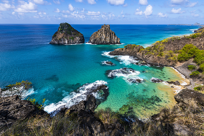 Turquoise water around the two two brother rocks, Unesco site, Fernando de Noronha, Brazil Turquoise water around the Two Brothers rocks, Fernando de Noronha, UNESCO World Heritage Site, Brazil, South America, Photo by Michael Runkel