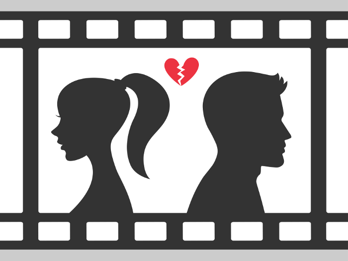 Video film documenting a dramatic lover's breakup scene.