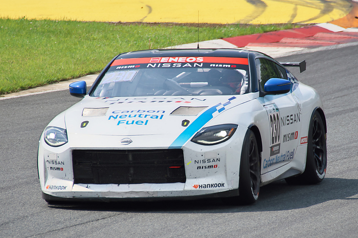 Japan s motor companies trying to develop carbon neutral fuel vehicles Nissan Z Racing CNF carbon neutral fuel  concept drives on track during the  FUJI SUPER TEC 24 Hours Race  in Oyama, Shizuoka Prefecture, Japan on June 5, 2022.