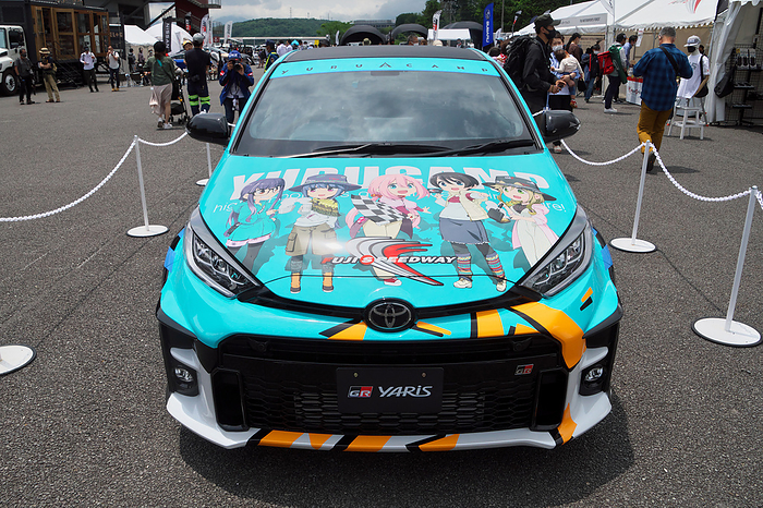 Japan s motor companies trying to develop carbon neutral fuel vehicles Original wrapping GR Yaris in collaboration with the  Yurucamp  is seen displayed at the  FUJI SUPER TEC 24 Hours Race  in Oyama, Shizuoka Prefecture, Japan on June 5, 2022.