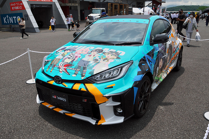 Japan s motor companies trying to develop carbon neutral fuel vehicles Original wrapping GR Yaris in collaboration with the  Yurucamp  is seen displayed at the  FUJI SUPER TEC 24 Hours Race  in Oyama, Shizuoka Prefecture, Japan on June 5, 2022.