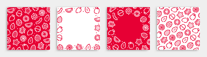 Tropical Fruit Icon Pattern Background Set (Square)