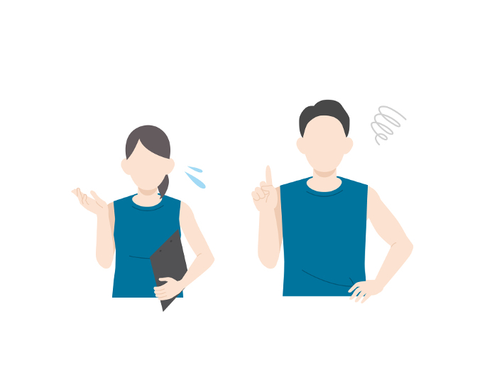 Pointing out Paying attention Sports instructor Trainer Male and female Illustration