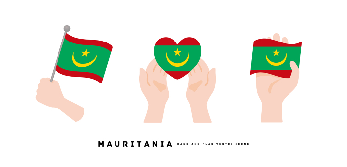 [Mauritania] hand and flag icon vector illustration Africa