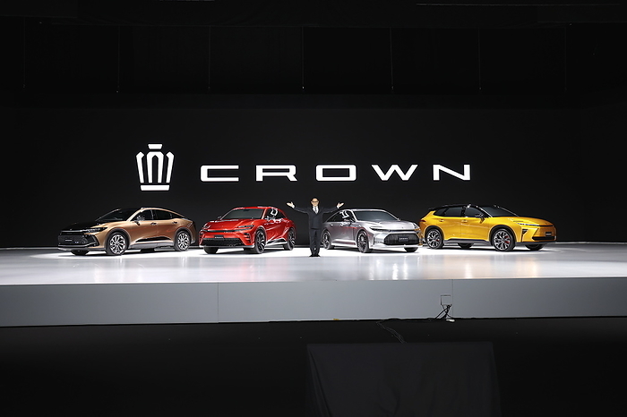 Toyota Unveils New  Crown On July 15, Toyota Motor Corporation unveiled the new Crown, the 16th generation of the company.  Photo: Toyota Motor Corporation President Akio Toyoda on July 15, 2022 in Chiba City, Chiba Prefecture, Japan.