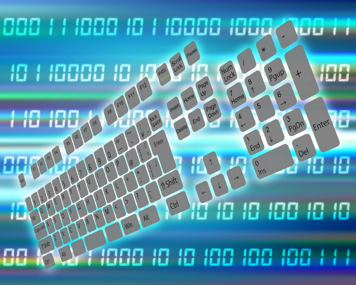 Keyboard floating in cyberspace