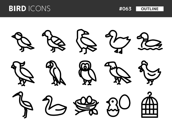 Bird-related line style icon set_063