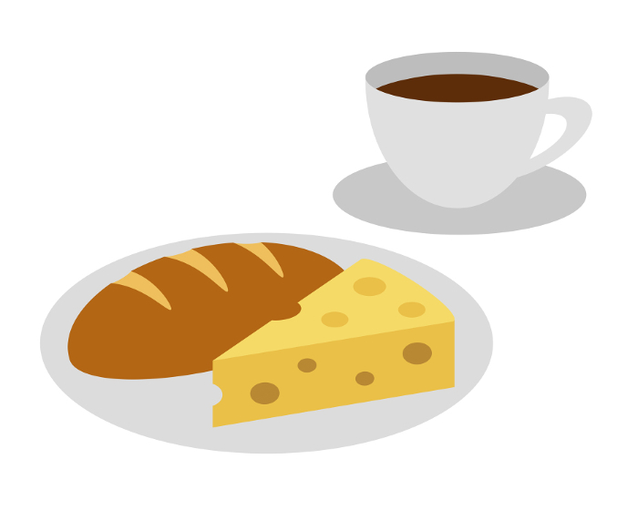 Coffee, bread and cheese