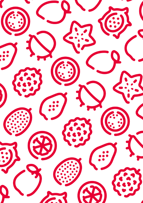 Tropical Fruit Icon Pattern Background (A-size portrait)