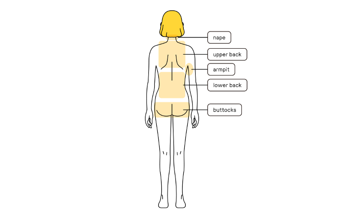 Female Hair Removal Illustration Full Length from behind