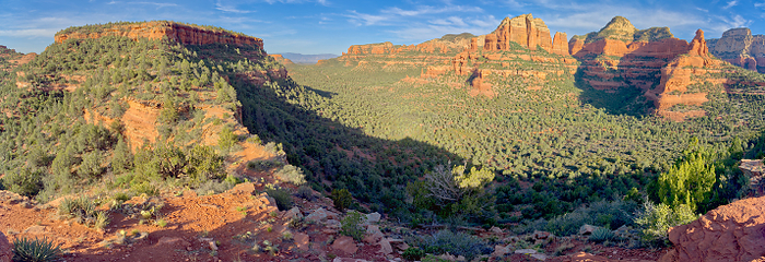 Panorama of Deadmans Pass viewed from Mescal Mountain in Sedona Arizona. Panorama of Deadmans Pass viewed from Mescal Mountain in Sedona, Arizona, United States of America, North America, Photo by Steven Love