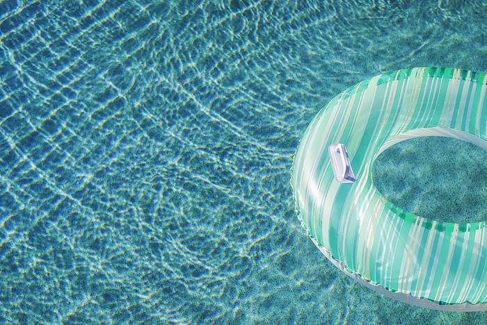 inflatable ring Inflatable ring floating on water in swimming pool