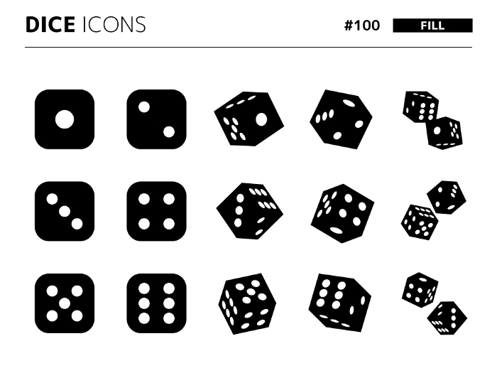 Fill style icon set related to dice_100