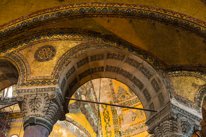 Interior of the Hagia Sophia in the old city of Istanbul, Turkey