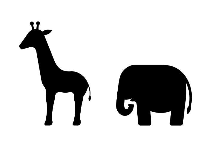 Silhouette of giraffe and elephant