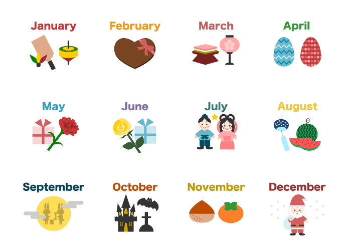 Calendar Seasonal Event Illustration Icon Set