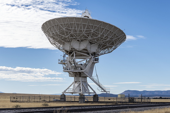 One of the many Radio Telescopes around the National Radio Astronomy Observatory Very Large Array complex in New Mexico; Magdelena, New Mexico, United States of America, Photo by Doug Ogden / Design Pics