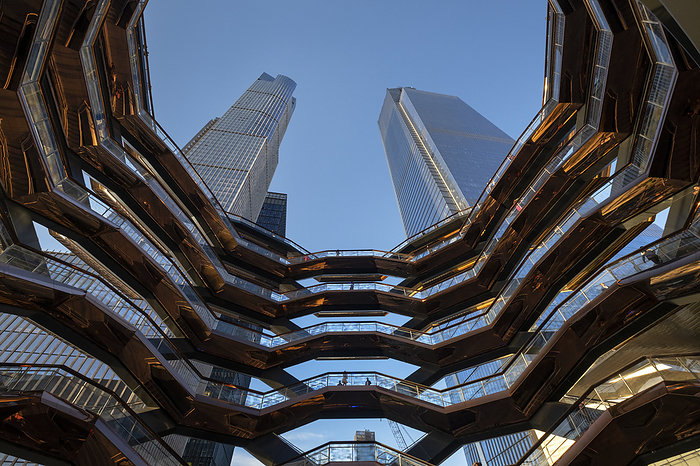Looking up from inside The Vessel, Hudson Yards, Manhattan, New York City, New York, USA Looking up from inside The Vessel, Hudson Yards, Manhattan, New York City, New York, United States of America, North America, Photo by Alan Novelli