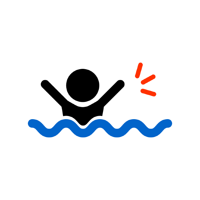Icon of a drowning man in the sea. Accident at sea. Vector.