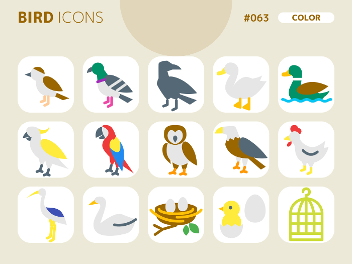 Bird-related color style icon set_063