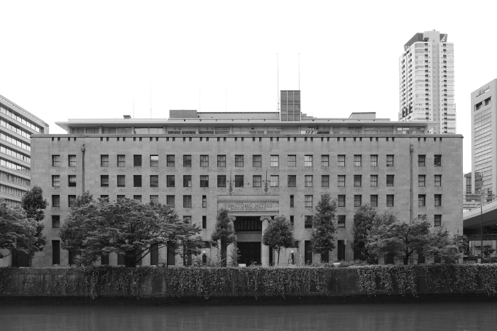 Sumitomo Mitsui Banking Corporation Osaka Head Office Building (former Sumitomo Bank Head Office Building) Monochrome