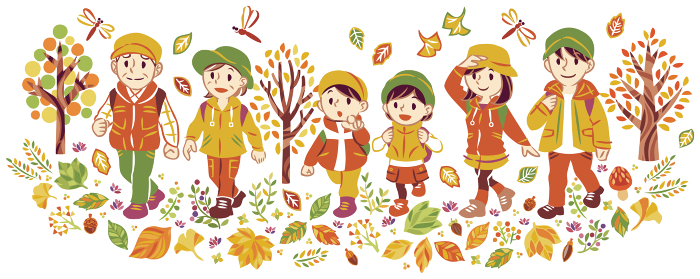A family of three generations enjoying outdoor recreation amid autumn foliage scenery