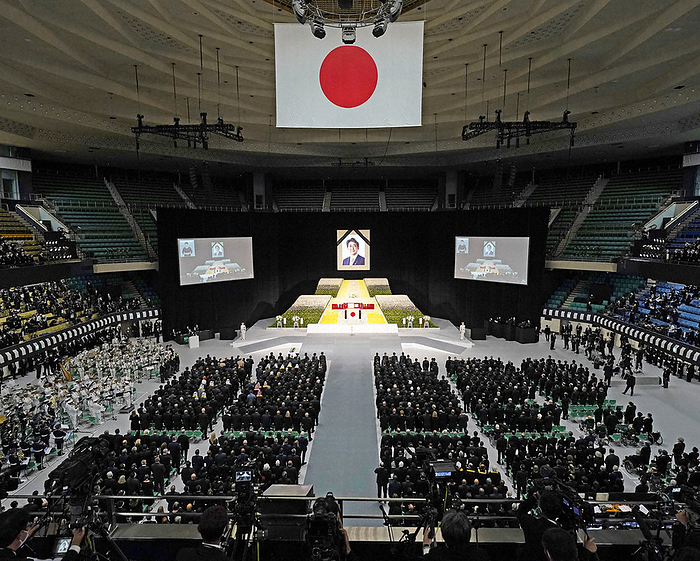 Former Prime Minister Abe s state funeral held at Nippon Budokan Former Prime Minister Shinzo Abe s state funeral at the Nippon Budokan, Chiyoda ku, Tokyo, September 27, 2:13 p.m.  representative photo 