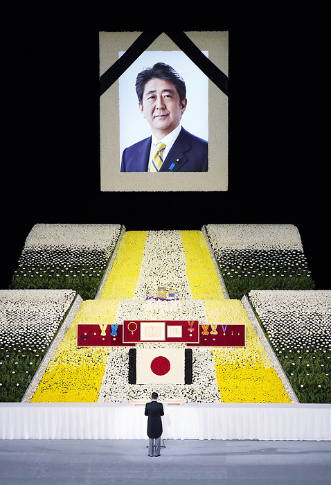 Former Prime Minister Abe s state funeral held at Nippon Budokan Prime Minister Fumio Kishida delivers a eulogy at the state funeral of former Prime Minister Shinzo Abe at the Nippon Budokan in Tokyo on September 27, 2022, at 2:29 p.m.  representative photo 