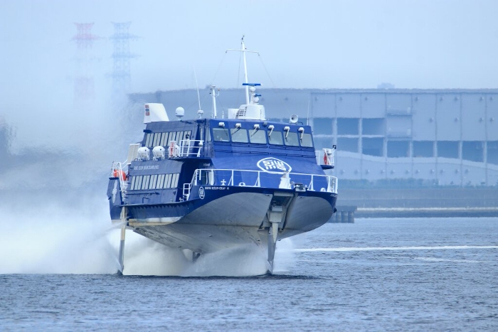 Exhilarating! Fast cruising...Jetfoil on the wing in the Port of Tokyo