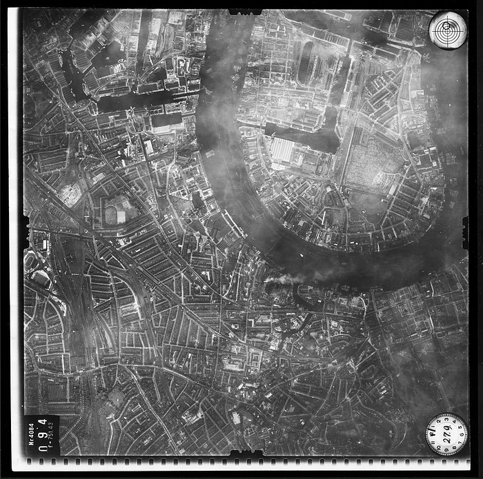 Isle of Dogs, London, German flown aerial photograph German flown aerial photograph of the Isle of Dogs taken on the 27th of September 1940 during the Second World War., by National Archives and Records Administration SCIENCE PHOTO LIBRARY