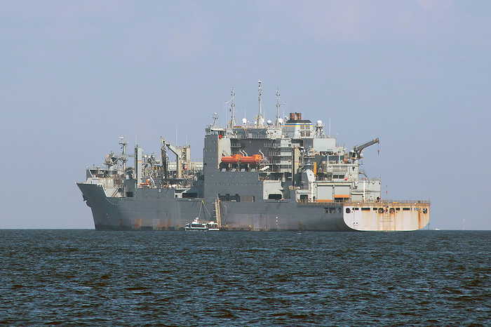 U.S. Navy cargo and ammunition supply ship Amelia Earhart Lewis and Clark class dry cargo ship, USNS Amelia Earhart  T AKE 6  is seen anchored in Yokosuka, Kanagawa Prefecture, Japan on September 30, 2022.