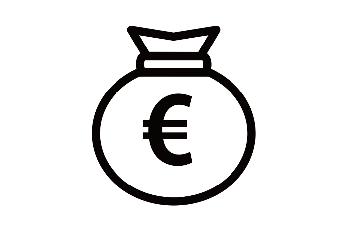 Euro sign bag icon