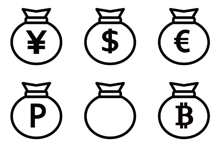 Bag icon set with various symbols
