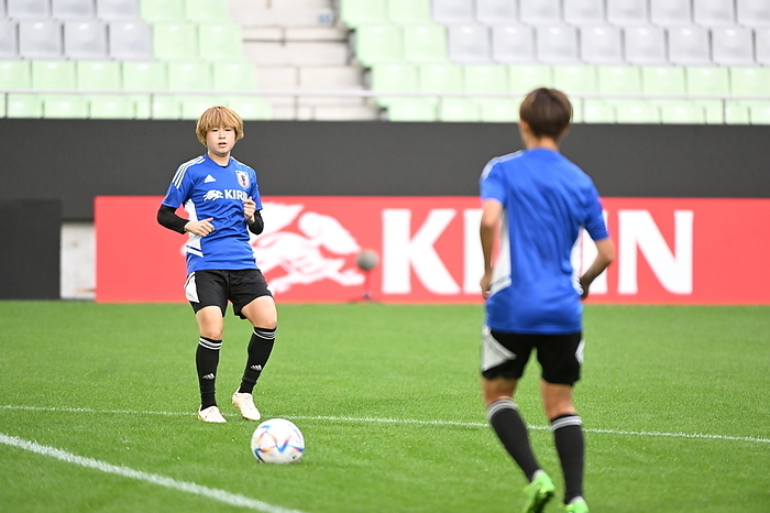 Japan women s national soccer team training session Japan s Asato Miyagawa during a training session ahead of the Women s International Friendly match against Nigeria at Noevir Stadium Kobe in Hyogo, Japan, October 5, 2022.  Photo by JFA AFLO 