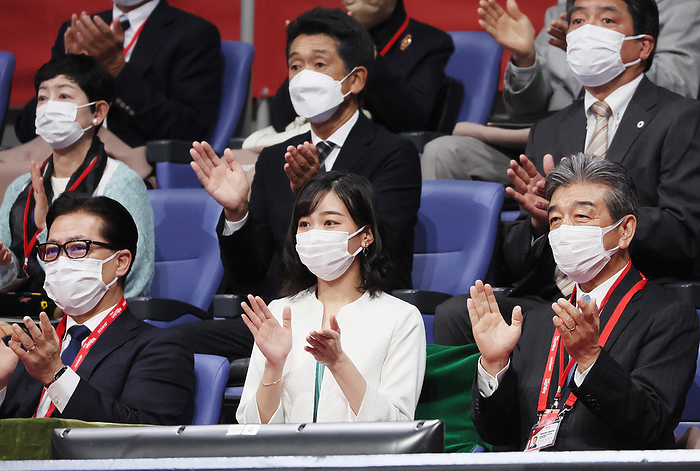 2022 Rakuten Open Final October 9, 2022, Tokyo, Japan   Japan s Princess Kako  C  claps her hands as she enjoys the final game of the Japan open tennis tournament between Francis Tiafoe of the United States and his compatriot Taylor Fritz at the Ariake Coliseum in Tokyo on Saturday, October 9, 2022. Fritz defeated Tiafoe 7 6, 7 6 and won the championship.    Photo by Yoshio Tsunoda AFLO  